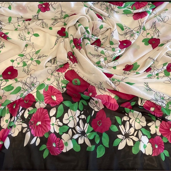 Floral Print Multicolor Chiffon Sheer Fabric - Picture 1 of 5